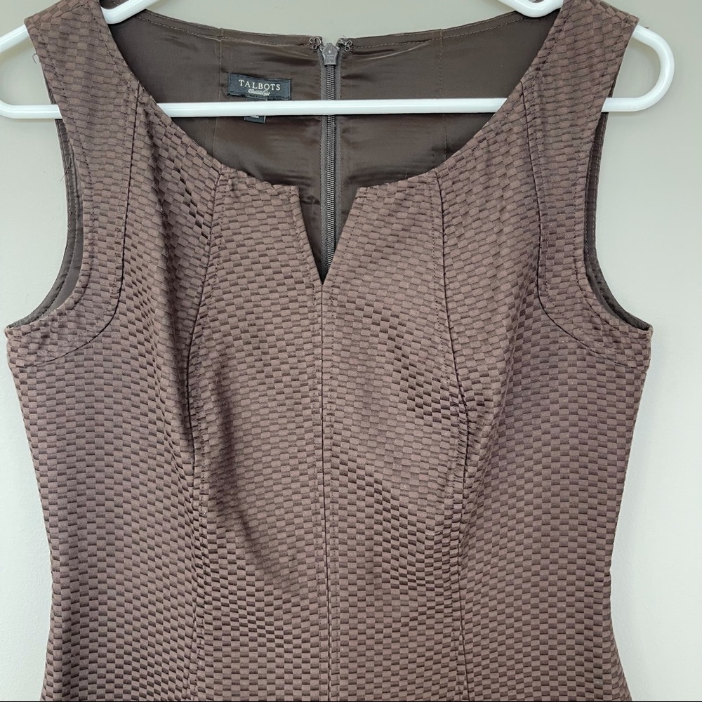 Talbots Brown Checkered Pattern Sheath Dress 4 - image 2